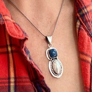 Bea Tom Vintage Sterling Silver Pearl Pendant Enhancer Navajo Southwest Jewelry